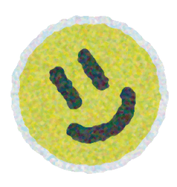Rosto amarelo sorrindo no estilo emoji.